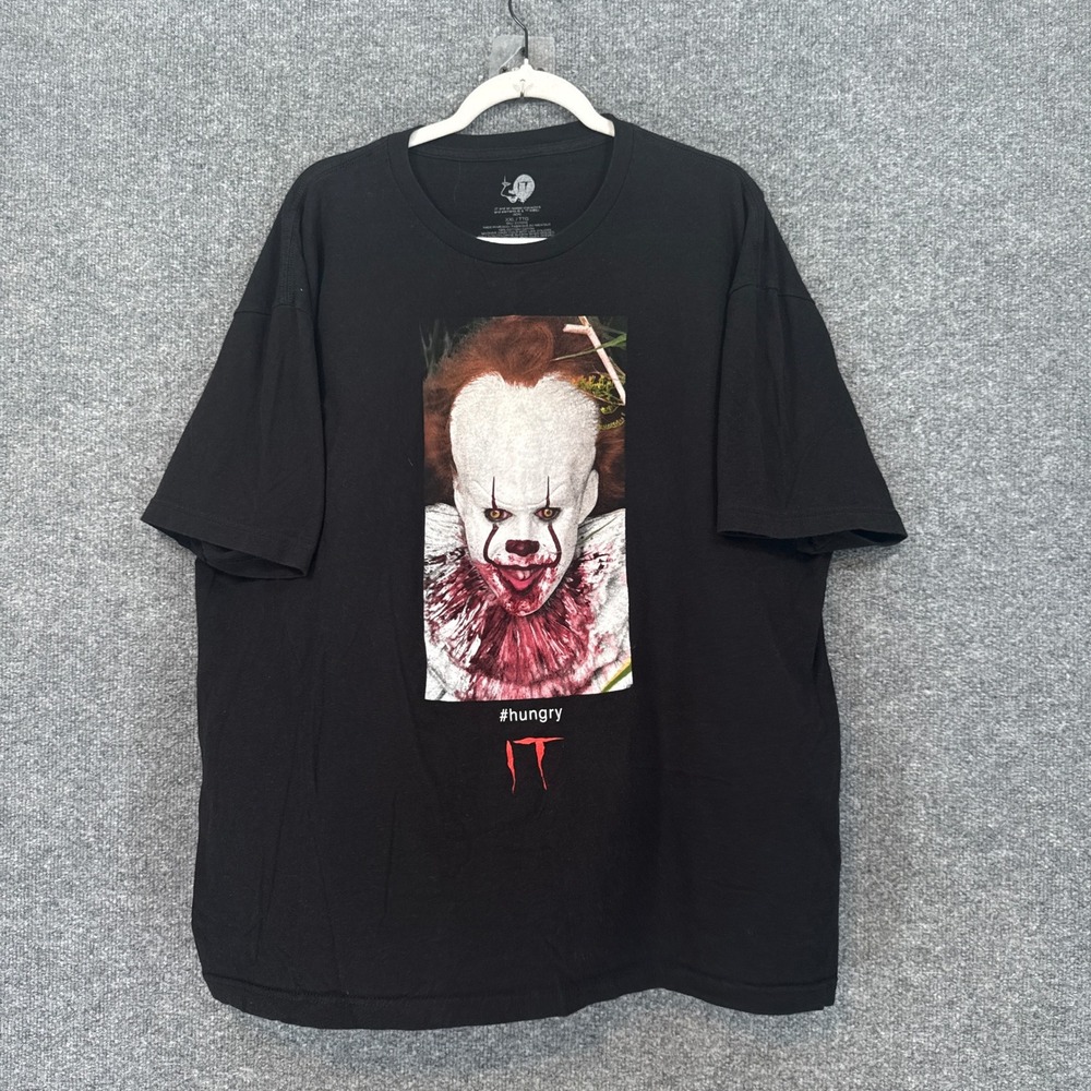 IT Pennywise Tshirt Men XXL 2XL Black Hungry Horror Movie Tee Graphic Clown
